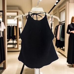 525 America Black Knit Halter Sweater Tank Top L NWT